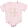 Sweet Wink Lil Sis Pearl Patch Short Sleeve Romper In Pink
