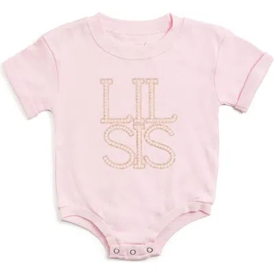 Sweet Wink Babies'  Lil Sis Pearl Patch Short Sleeve Romper In Pink