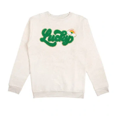 Sweet Wink Women's Lucky Rainbow Patch St. Patrick's Day Sweatshirt In Natural