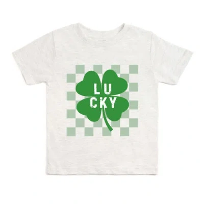 Sweet Wink Kids'  Lucky Shamrock Checkered St. Patrick's Day Short Sleeve T-shirt In White