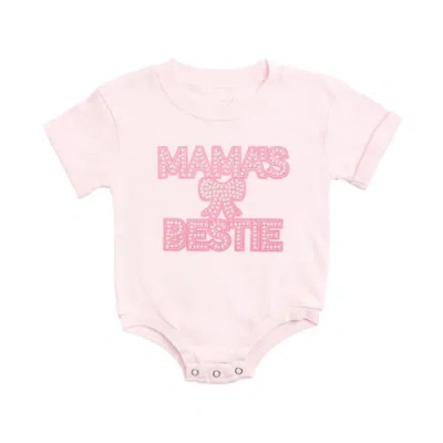 Sweet Wink Babies'  Mama's Bestie Pearl Patch Short Sleeve Romper In Pink