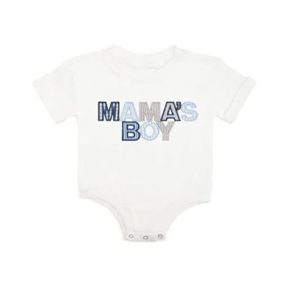 Sweet Wink Babies'  Mama's Boy Patchwork Short Sleeve Romper In White