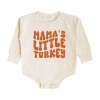 Sweet Wink Mama's Little Turkey Thanksgiving Long Sleeve Romper In Neutral