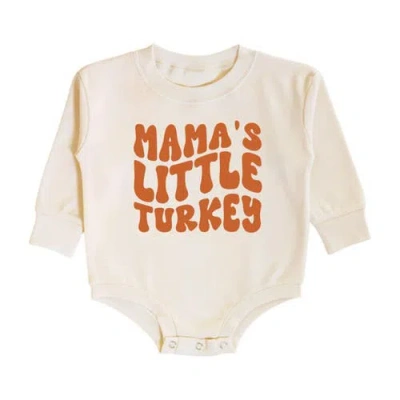 Sweet Wink Babies'  Mama's Little Turkey Thanksgiving Long Sleeve Romper In Neutral