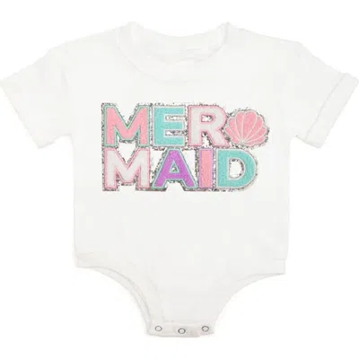 Sweet Wink Babies'  Mermaid Patch Short Sleeve Romper In White