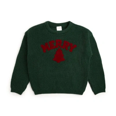 Sweet Wink Kids'  Merry Patch Christmas Knit Sweater In Green