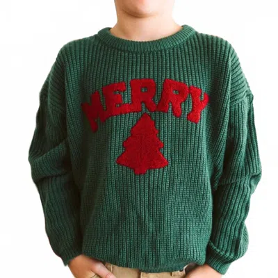 Sweet Wink Kids' Merry Patch Christmas Knit Sweater In Holiday Green