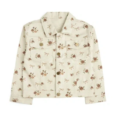 Sweet Wink Kids'  Mocha Floral Denim Jacket In White