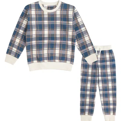 Sweet Wink Babies'  Navy Plaid Sweatshirt & Jogger Set In Blue