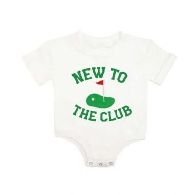 Sweet Wink Babies'  New To The Club Patch Short Sleeve Romper In White