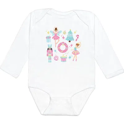 Sweet Wink Babies'  Nutcracker Doodle Christmas Long Sleeve Bodysuit In White