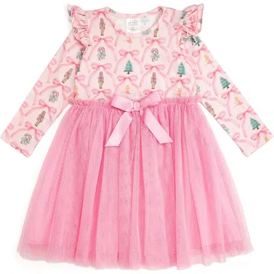 Sweet Wink Kids'  Nutcracker Trellis Christmas Long Sleeve Tutu Dress In Multi