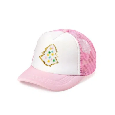 Sweet Wink Babies'  Pastel Christmas Tree Patch Trucker Hat In Pink/white