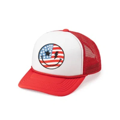 Sweet Wink Babies'  Patriotic Smiley Patch Trucker Hat In Red