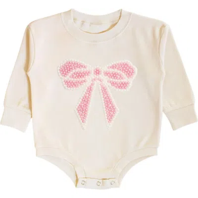 SWEET WINK SWEET WINK PEARL BOW PATCH LONG SLEEVE ROMPER