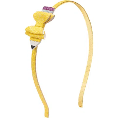 Sweet Wink Babies'  Pencil Bow Headband In Yellow