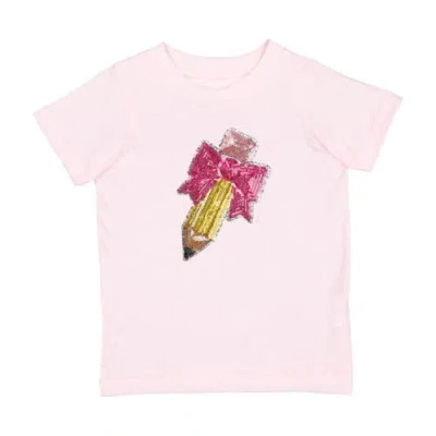 Sweet Wink Kids'  Pencil Bow Sequin Patch Short Sleeve T-shirt In Pink