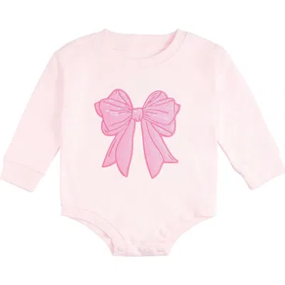 Sweet Wink Babies'  Pink Bow Sequin Patch Long Sleeve Romper