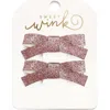 Sweet Wink Pink Glitter Bow Clip Set In Pink