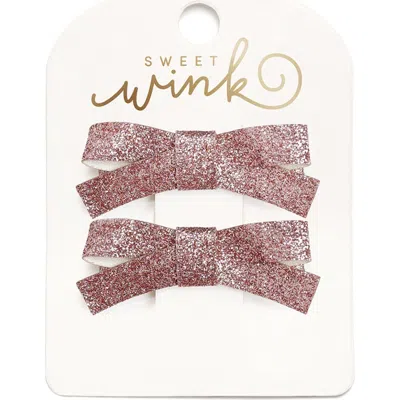 Sweet Wink Babies'  Pink Glitter Bow Clip Set