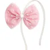 Sweet Wink Pretty Pearl Bow Headband In Pink