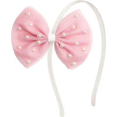 Sweet Wink Babies'  Pretty Pearl Bow Headband In Pink