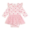 Sweet Wink Princess Trellis Long Sleeve Tutu Bodysuit In Pink