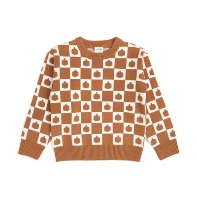 Sweet Wink Kids'  Pumpkin Checkers Sweater In Brown