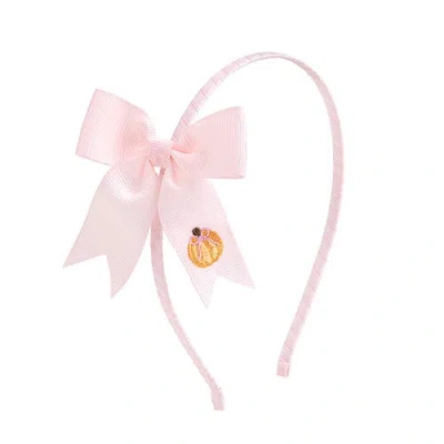Sweet Wink Babies'  Pumpkin Embroidered Bow Headband In Pink
