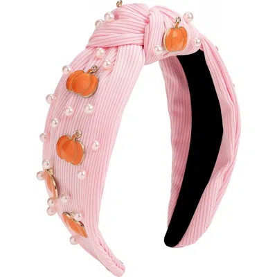 Sweet Wink Babies'  Pumpkin Gemstone Headband In Pink