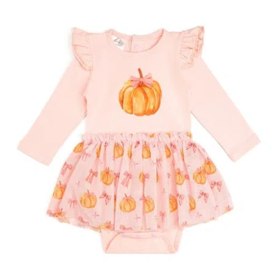 Sweet Wink Babies'  Pumpkin Long Sleeve Tutu Bodysuit In Pink