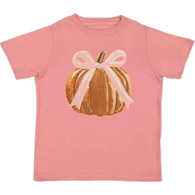 Sweet Wink Kids'  Pumpkin Sequin Patch Short Sleeve T-shirt In Pink