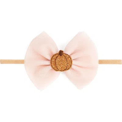 Sweet Wink Pumpkin Tulle Bow Baby Headband In Pink