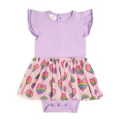 Sweet Wink Babies'  Rainbow Heart Short Sleeve Tutu Bodysuit In Multicolor