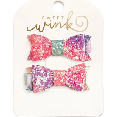 Sweet Wink Babies'  Rainbow Ombre Bow Clip Set In Multi