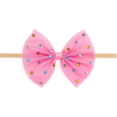 Sweet Wink Raspberry Rhinestone Bow Baby Headband In Pink