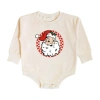 Sweet Wink Retro Santa Christmas Long Sleeve Romper In Natural