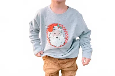 Sweet Wink Kids' Retro Santa Sweatshirt In Light Grey In Black