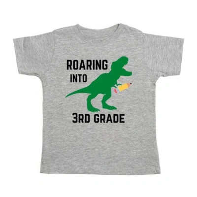 Sweet Wink Kids'  Roaring Into Third Grade Short Sleeve T-shirt In Gray