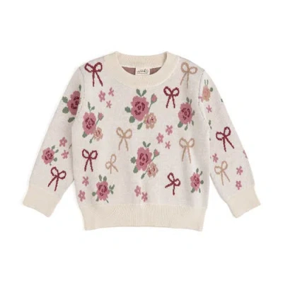 Sweet Wink Babies'  Rose Bow Sweater In Neutral