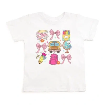 Sweet Wink Kids'  School Doodle Bow Grid Short Sleeve T-shirt In White