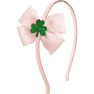 Sweet Wink Babies'  Shamrock Lace St. Patrick's Day Bow Headband In Pink