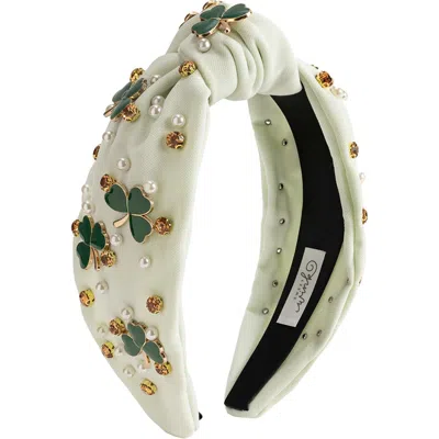Sweet Wink Babies'  Shamrock Pearl St. Patrick's Day Gemstone Headband In Green