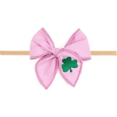 Sweet Wink Shamrock St. Patrick's Day Bow Baby Headband In Bubblegum Pink