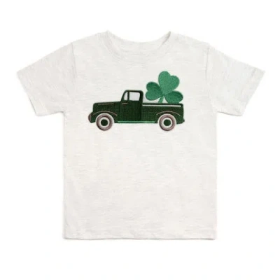 Sweet Wink Kids'  Shamrock Truck Patch St. Patrick's Day Short Sleeve T-shirt In White