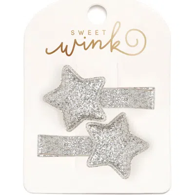 Sweet Wink Babies'  Silver Glitter Star Clip Set