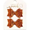 Sweet Wink Spice Glitter Bow Clip Set In Orange