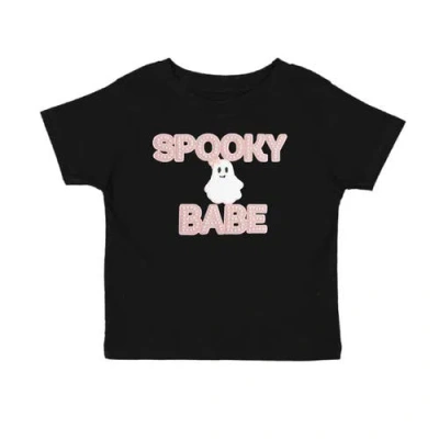 Sweet Wink Babies'  Spooky Babe Patch Halloween Short Sleeve T-shirt In Black