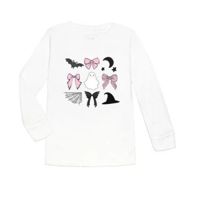 Sweet Wink Kids'  Spooky Bow Halloween Long Sleeve Shirt In White