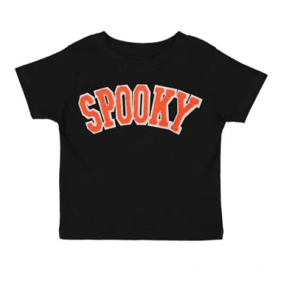 Sweet Wink Babies'  Spooky Orange Patch Halloween Short Sleeve T-shirt In Black